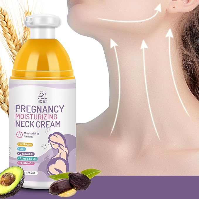 AOAO Pregnancy Anti-Aging Neck Cream, Maternity Anti Wrinkle Neck Firming Cream Help Prevent Treat Neck Loose and Fine Lines, Vegan Maternity Moisturizing Products and Nursing Safe, 50g/1.764oz
