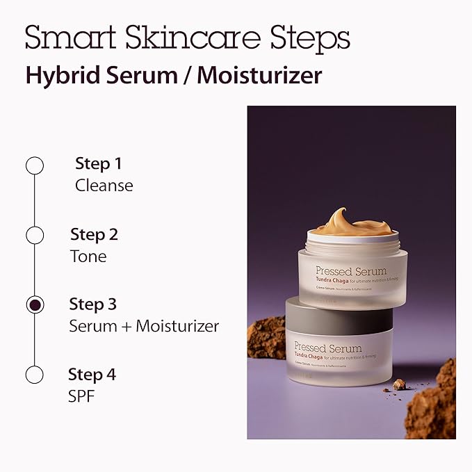 BLITHE Pressed Serum Tundra Chaga | Korean Moisturizer | Anti Aging & Skin Tightening Cream for Face | Night Cream For Woman Anti Aging, 0.91 fl oz