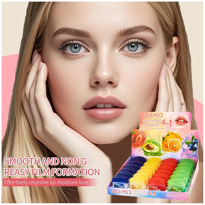 24-Pack Lip Balm Bulk Assorted Fruit Lip Care Products Set Hydrating, Lip Mask Multi Pack Moisturizing for Dry Lips