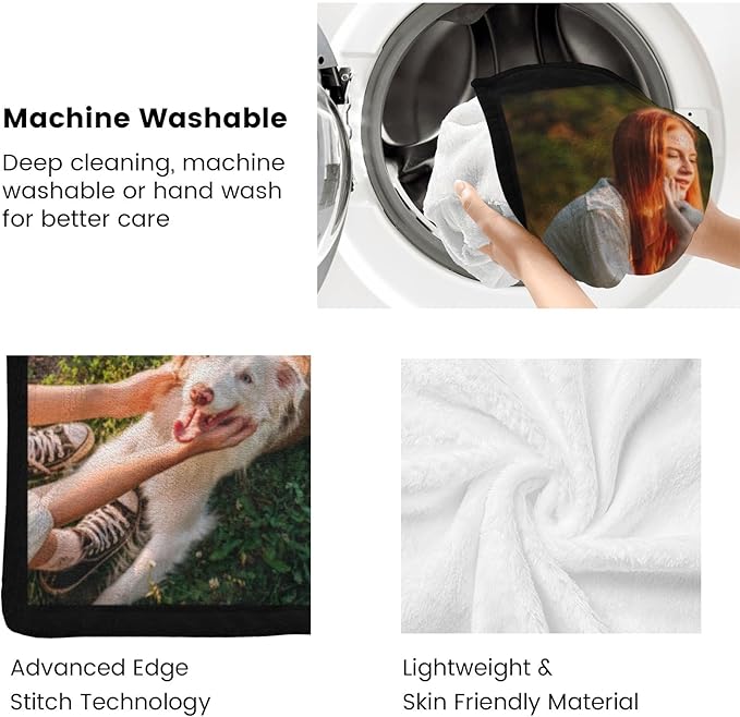 Artsadd Blankets with Pictures Customized, Dog Photos Personalized Blanket Custom Pet Loss Blanket for Mom Dad Friends