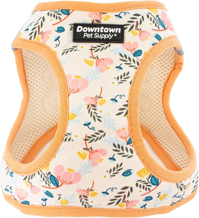 Downtown Pet Supply Step-in Dog Harness – No Pull, Adjustable Padded Mesh with Reflective Trim, Secure Buckle Strap – Comfortable & Breathable Small Dog Harness, Large, Floral