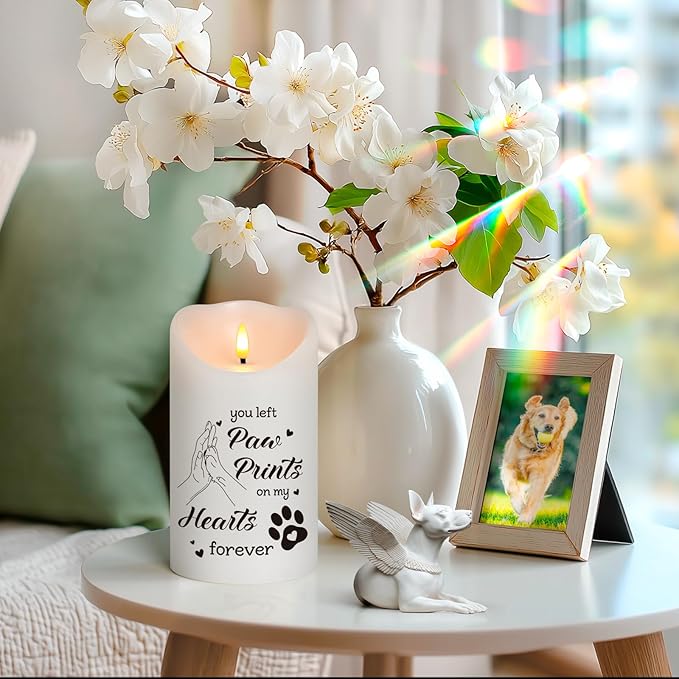 Pet Memorial Gifts for Dogs Cats Loss of Dog Sympathy Gift, Sympathy Candle for Doggie, Condolence Present for Pet Lovers, Friends to Remember Doggie, Marking Bereavement And Grief(4" x 7")