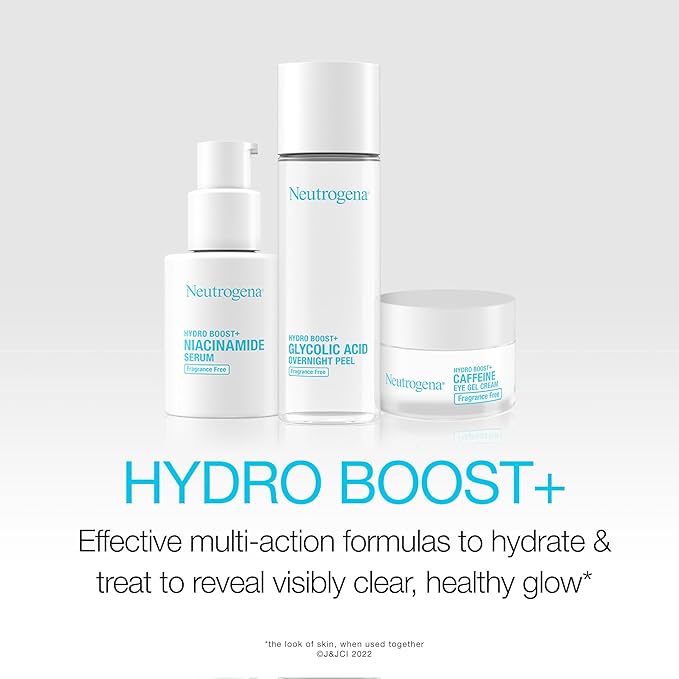 Neutrogena Hydro Boost + Eye Cream for Dark Circles & Puffiness,Under Eye Cream with Caffeine,Hyaluronic Acid and Peptides,Fragrance Free,0.5 oz,(Pack of 2)