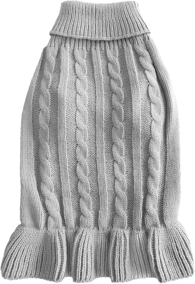 CHBORCHICEN Small Dog Sweaters Knitted Pet Cat Warm Dog Sweatshirt Winter Clothes Kitten Puppy Sweater (L, Dress-Grey)
