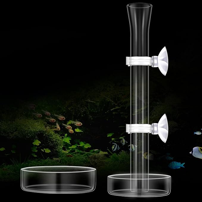 Chengu 3 Pieces Shrimp Feeding Tube and Dish Set, Include Glass Shrimp Feeder Tube and 2 Aquarium Dish Bowl Fish Tank Feeding Supplies for Fish Tank Aquarium