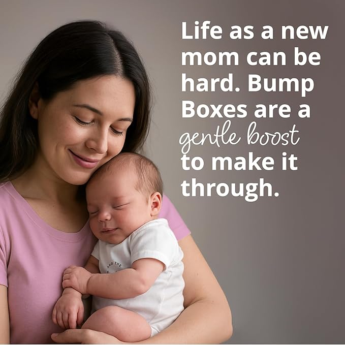 Bump Boxes 3rd Trimester & Postpartum Gift Set for New Moms with Milestone Disc, Baby Onesie, Travel Bags, Ceramic Mug, Organic Foot Soak, Gift for Mother to Be