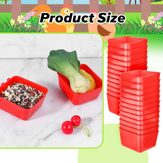 20 Pcs Cage Cups Chicken Feeder Waterer, 16 oz, Hanging Bunny Cage Feeder, Chicken Water Bowl for Pet Parrot, Rooster, Parakeet