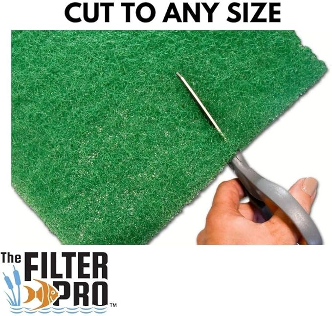 Green Coarse Filter Media, 2" Thick, 24" x 24" Pads, 2 Pack, Perfect for Aquariums, Ponds or Water Gardens, Made in USA