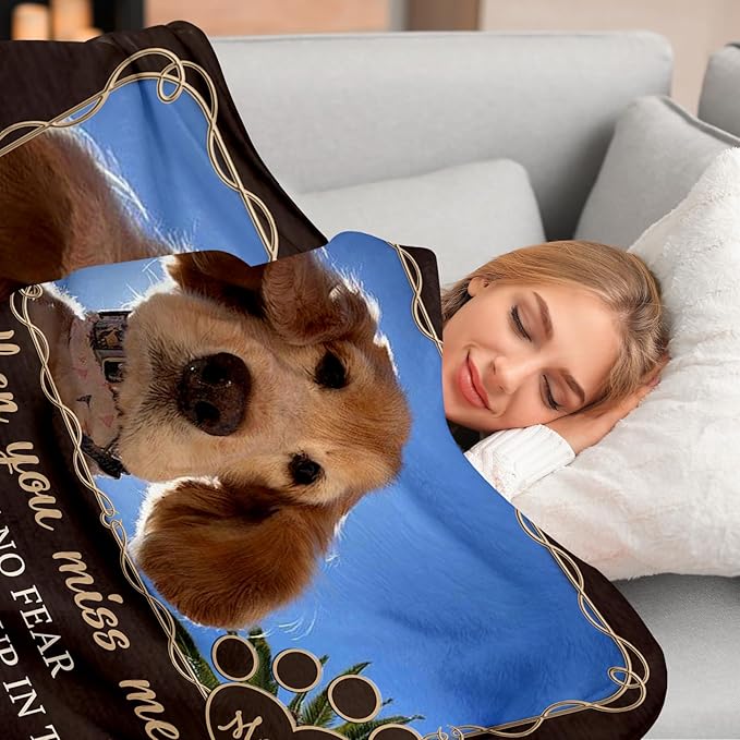 Pet Memorial Blanket Gift - Personalized Dog Memorial Blankets, Pet Sympathy Gifts for Loss of Dogs for Pets Lovers, Dog Bereavement Passing Away Gift, Custom Dogs Blanket (B)