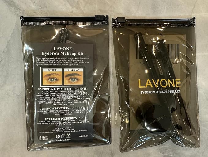 LAVONE Eyebrow Stamp Pencil Kit for Brows, Makeup Brow Stamp Trio Kit with Waterproof Pencil, Eyeliner, Pomade, and Dual-ended Brush - Taupe