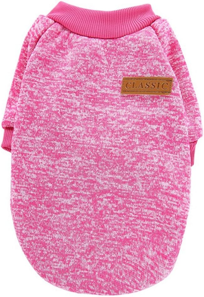 Jecikelon Dog Clothes Dogs Sweater Soft Puppies Clothing Winter Puppy Sweaters Warm Outfit for Dogs Small XXS XS Cat Apparel (Rose red, XXS)
