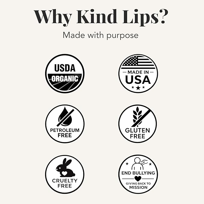 Kind Lips Vanilla Lemon Organic Lip Balm Natural Moisturizing Lip Care 5 Pack