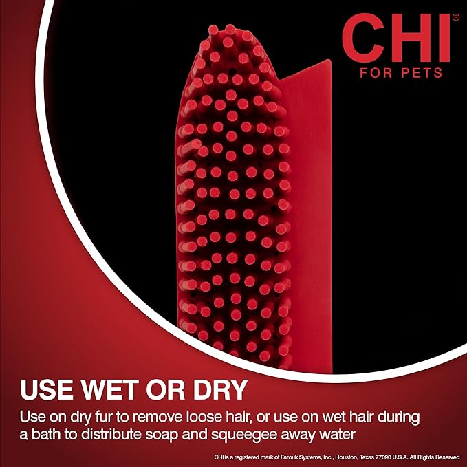 CHI for Dogs Rubber Fur Accumulator Brush - Multi-Use Dog Grooming Tool for Loose Hair and Lint - Effective Fur and Lint Remover for Furniture, Clothing, and Car Seats - Easy to Clean