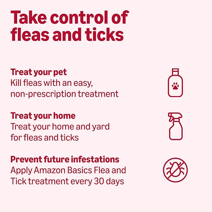 Amazon Basics Flea and Tick Topical Treatment for Dogs, X-Large (89-132 lbs), Fast Acting and Long Lasting, 6 Counts, Packaging May Vary