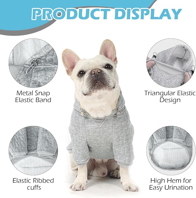 EXPAWLORER Textured Cable Knit Basic Dog Hoodie, Elevated Style Dog Sweater with Leash Hole and Pocket, Soft and Warm Pet Winter Coat, Cold Weather Clothes for Small Medium Large Dogs,Grey S