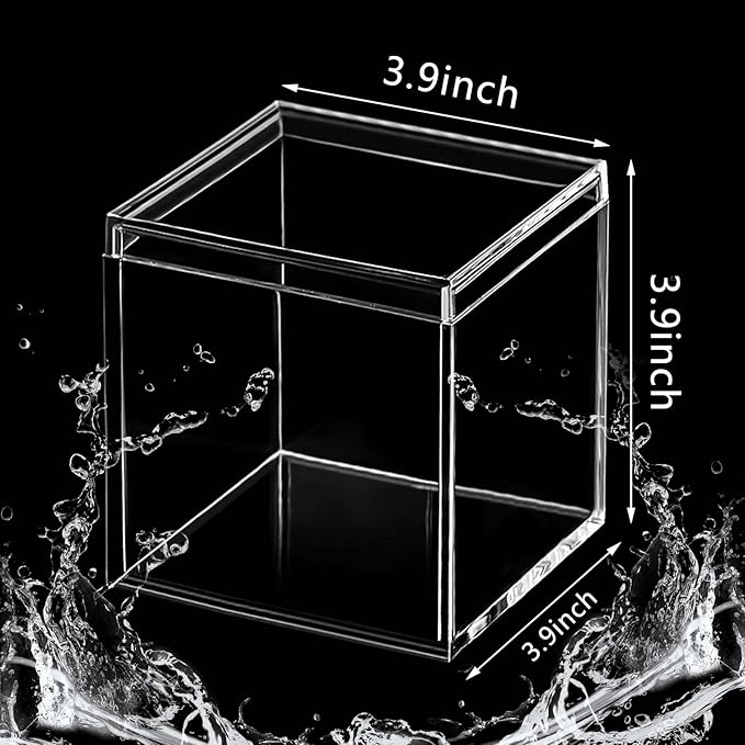 Juexica 12 Pcs Clear Acrylic Box with Lid Plastic Small Acrylic Boxes Decorative Storage Box Jewelry Display Mini Clear Container for Home Candy Pill Tiny Jewelry(Square,4 x 4 x 4)