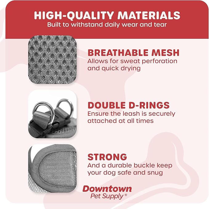 Downtown Pet Supply Step in Dog Harness No Pull, X-Large, Light Gray - Adjustable Harness with Padded Mesh Fabric and Reflective Trim - Buckle Strap Harness for Dogs