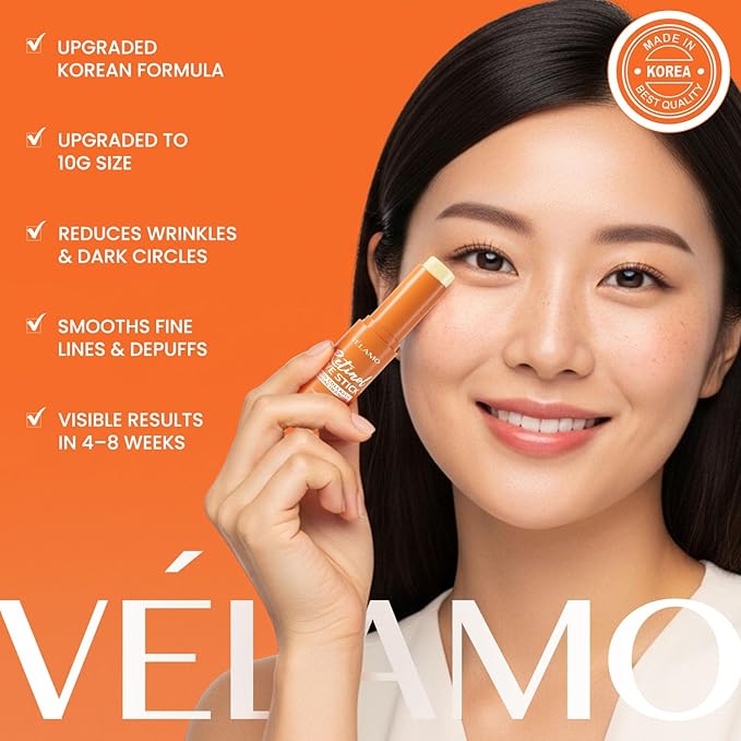 VELAMO ADVANCED Retinol Eye Stick: Plumping & Smoothing Under Eye Balm for Dark Circles, Puffiness & Wrinkles - Made in Korea, Upgraded Formula with Collagen, Niacinamide & Peptides 0.35 OZ/10g 2 Pcs