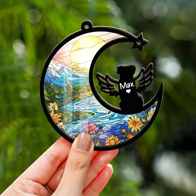 Chillever Australian Shepherd Memorial Suncatcher – Custom Dog Loss Ornament, Pet Remembrance Gift