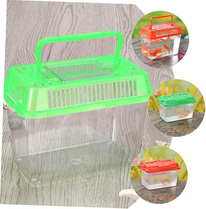 BESTOYARD Small Turtle Tank 5.1X7.1X3.5 Inch Clear Plastic Aquarium for Turtles Fish and Small Pets Portable Reptile Breeding Box Multi-Use Terrarium for Home