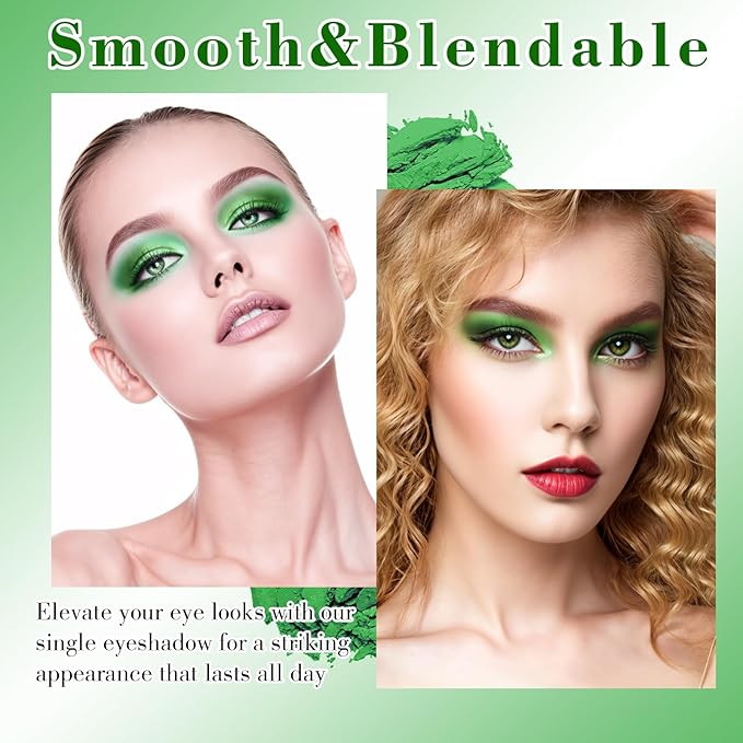 MEICOLY Light Green Eyeshadow with Mirror,Forest Green Matte Eye Shadow Palette,Pressed Powder Single Eyeshadow for Women and Girls,Eye Makeup Eyelid Color,High Pigment,Long Wearing
