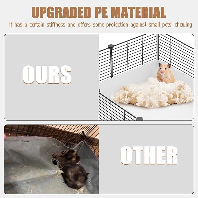 18 Planels Guinea Pig Cages with Bite-Proof & Waterproof Liner, Divided DIY Small Animal Playpen - Metal Dense Grid Indoor Outdoor Portable Metal Wire Yard Fence
