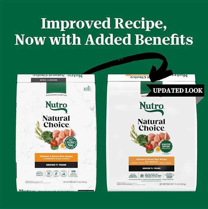 Nutro Natural Choice Senior Dog Food, Chicken & Brown Rice Recipe, 13 lb. Bag