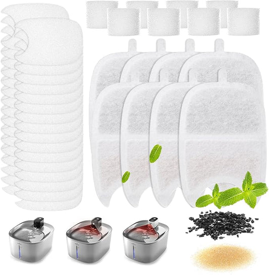iPettie Water Fountain Filters Kits for Runway Stainless Steel Cat Water Fountain, IP-WF-S04-F8
