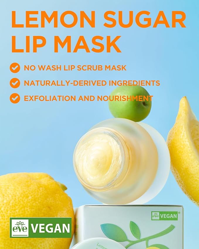 TOCOBO Lemon Sugar Lip Mask – No-Wash Overnight Lip Scrub & Sleeping Mask | Melting Sugar Crystals + Lemon Oil Exfoliating Treatment for Dry, Flaky Lips | Korean Vegan Glazed Balm, 0.68oz