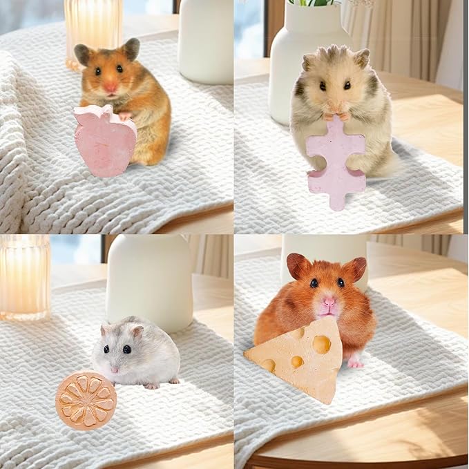 Tfwadmx Lava Block Chew Toys 7 Pcs Teeth Grinding Pet Pumice Calcium Stones for Guinea Pig Chinchilla Hamster Mouse Squirrel Bunny or Other Small Animal