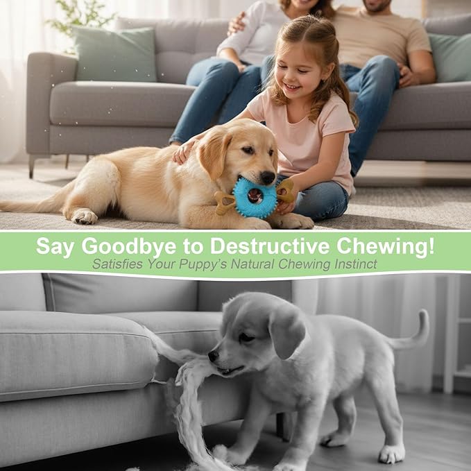Puppy Chew Toys for Teething, Indestructible Dog Chew Toys for Aggressive Chewers - Small & Medium Breeds, Tough Puppy Toys to Keep Them Busy and Relieve Anxiety, Bone & Tire Shape Rubber Dog Toy