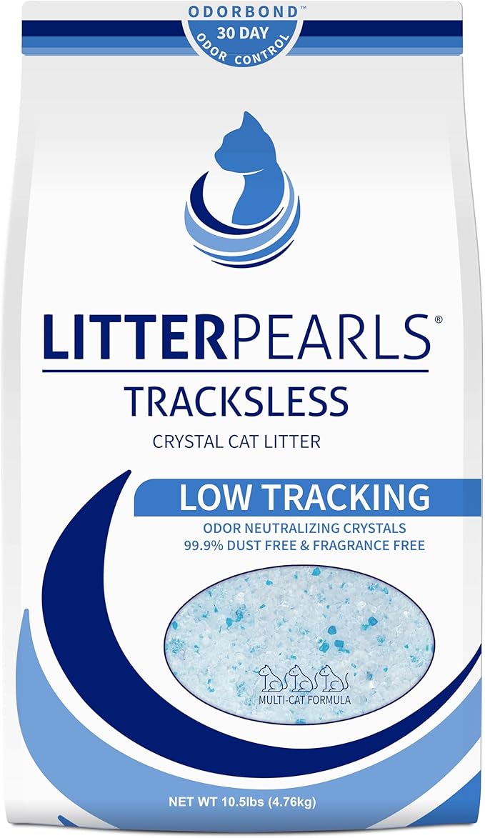 Litter Pearls Tracksless Unscented Non-Clumping Crystal Cat Litter with Odorbond, 10.5 Pounds