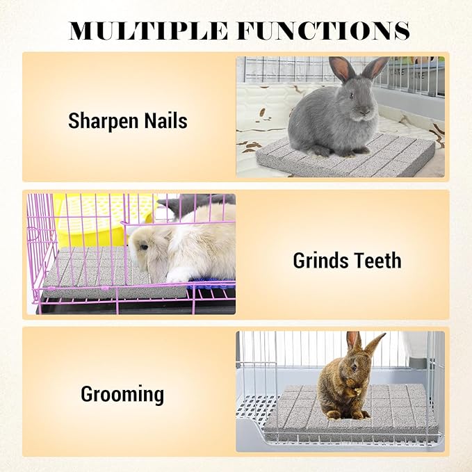 2 Pack Rabbit Grinding Claw Pads Bunny Scratch Foot Pad Natural Hamster Lava Grinding Teeth Stone Small Animal Scratching Pads Chew Toys for Chinchilla Rat Guinea Pig Hedgehog Ferret Gerbil