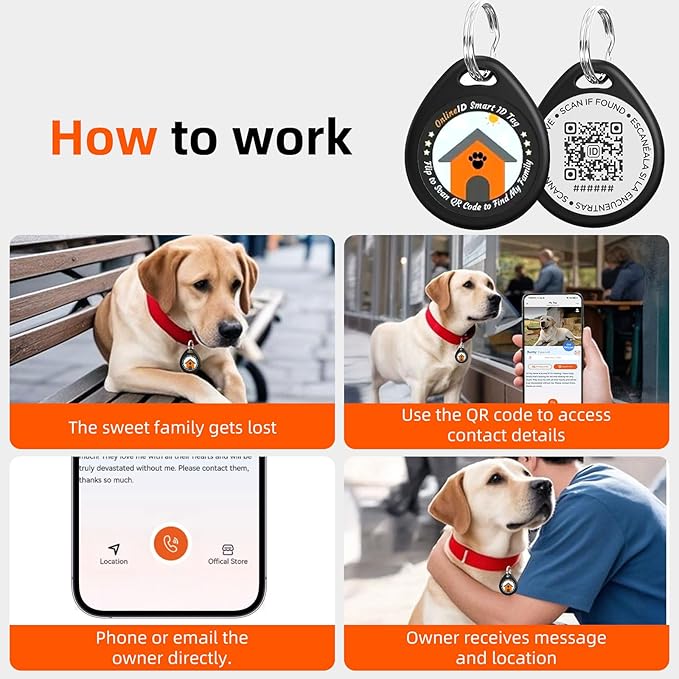 4 Pack Personalized Dog Tags,QR Code Pet ID Tags with Online Profile systerm,Editable Any Names and Phone numbles,2*Blue&2*Pink,L