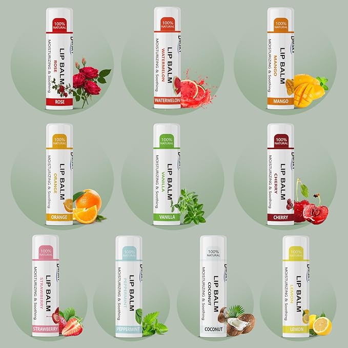 Dmsky Fruit Lip Balm Bulk - Hydrating for Men, Women, Kids - 0.15 Oz, 20 Count (Pack of 1)