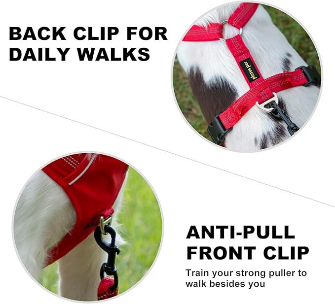 Plutus Pet No Pull Dog Harness, Reflective Adjustable Dog Vest Harness with Handle, Escape Proof, Soft Padded for Small Medium Large Dogs (Red, S)