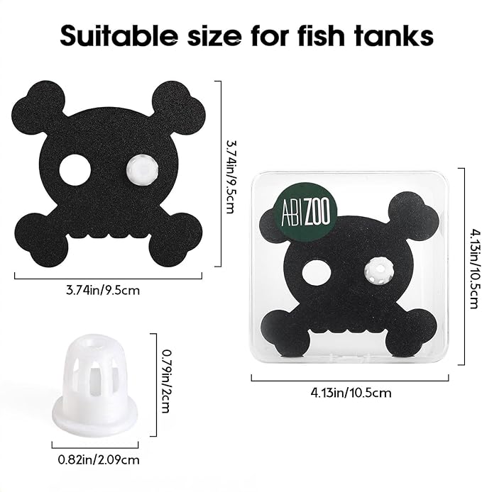 Abizoo Floating Fish Feeding Ring No Suction Cup Black Skull Halloween Decor,Aquarium Plant Barrier Floating Food Feeder Fish Tank Accessories for Betta Goldfish Shrimp Guppies Neon Tetra Zebra Danios