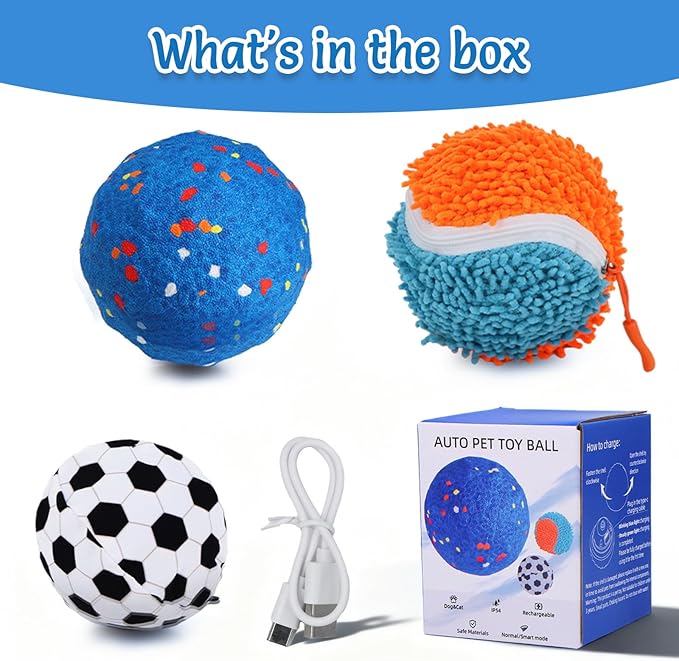 Interactive Dog Toys, Stimulating Dog Ball with 2 Outer Covers, Pet-Safe E-TPU Material Active Rolling Ball to Keep Them Busy, Rechargeable Toy for Medium and Large Dogs