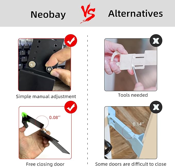 Cat Door Latch, Door Prop for Cats Keep Dogs Out of Cat Feeding Station & Litter Box, Cat Door Stopper with Silicone Anti-Collision Pad, Pet Door Interior Door Alternative, Steel Black