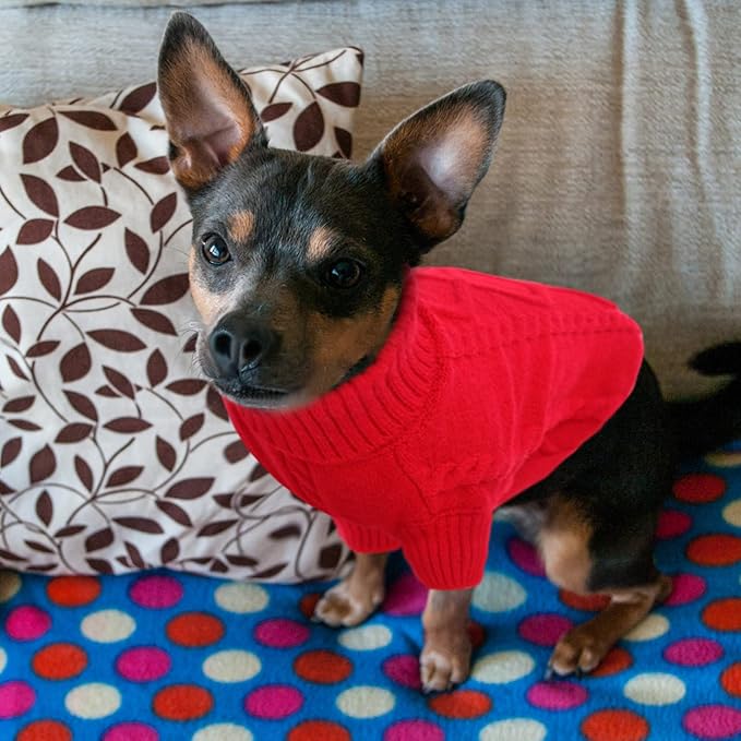 Queenmore XXL Dog Sweaters,Large Dog Sweater for Pitbull Doberman,Warm Turtleneck Knitted Big Pet Sweater for Male Femal Dogs,Extra Large Size Dogs Winter Clothes (Red,2XL)