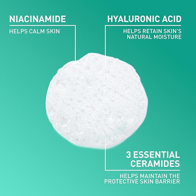 CeraVe Foaming Facial Cleanser, Daily Face Wash for Oily Skin, Hyaluronic Acid + Ceramides + Niacinamide, Fragrance Free & Paraben Free, Non-Drying Oil Control Face Wash, 19 Fluid Ounce