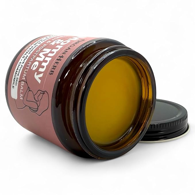 Organic Mommy & Me Pregnancy & Postpartum Balm with Calendula, Rose, Roman Chamomile, Rosehip, Lavender, 4 oz