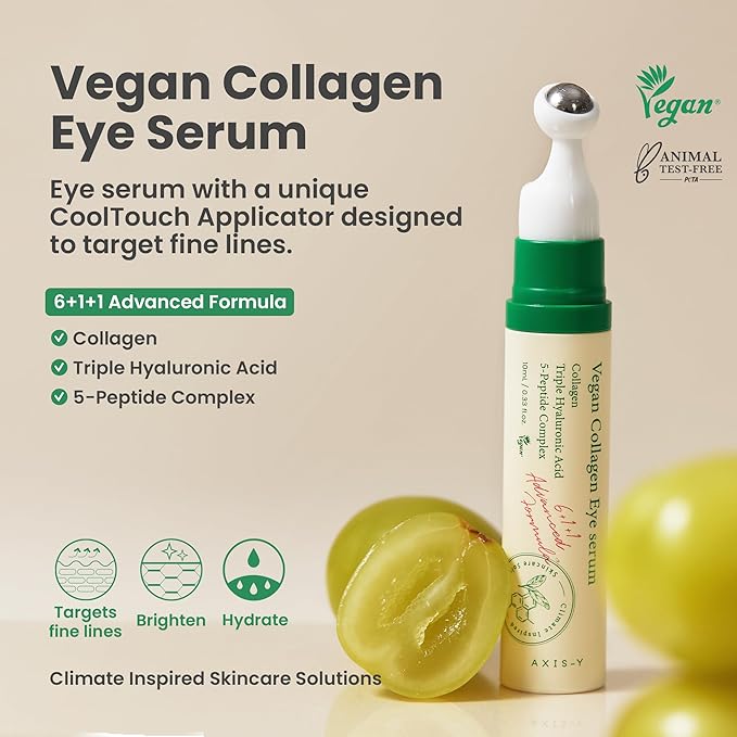 AXIS-Y Glass Skin Duo Korean Skin Care Set - Travel Essentials Holiday Gift with Dark Spot Correcting Glow Serum Targets Spot Treatment for Face & Vegan Collagen Eye Serum for Dark Circles Fine Lines