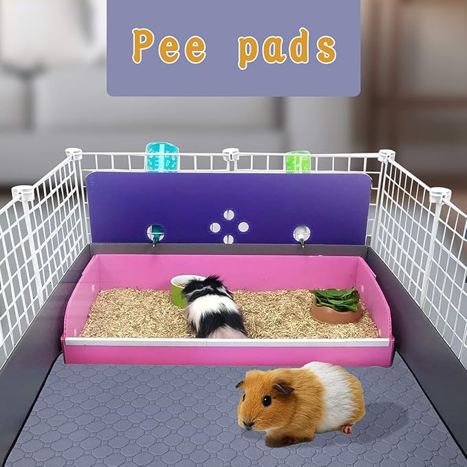 2Pack Guinea Pig Cage Liners, 24''X48'' Washable Guinea Pig Pee Pads, Non Slip Reusable Super Absorbent Guinea Pig Training Mat Bedding Fleece for Small Animals Hamster Rabbit Chinchilla Rat