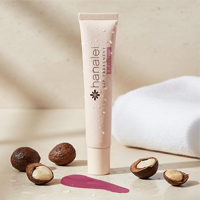 Hanalei Lip Treatment for Dry, Chapped Lips – Intensive Overnight Moisturizer with Kukui Oil, Shea Butter & Grapeseed Oil – Hydrating Balm for Healing Cracks – Mauve Pink Tint, 15g – Cruelty-Free