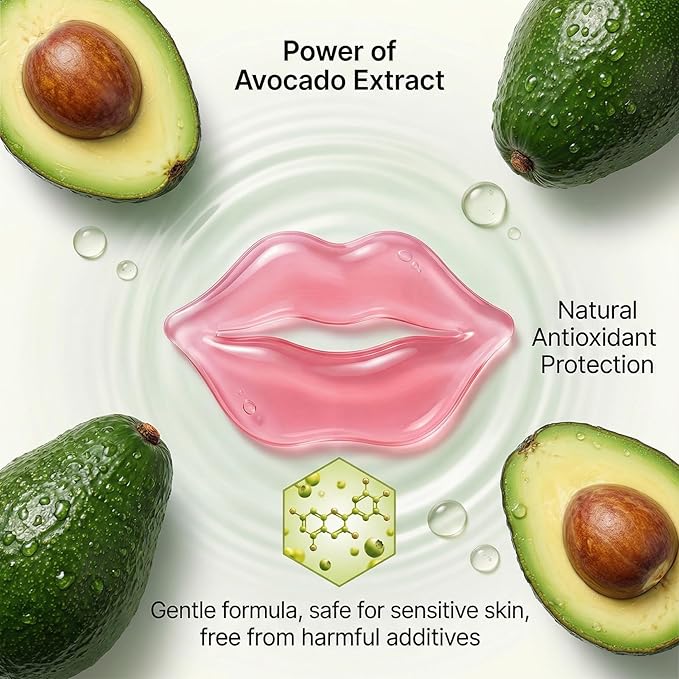 30PCS Moisturizing Lip Mask - Lip Patches for Spa Daily Labial Masks Skincare Hydrating to Reduce Wrinkles Dryness Anti-wrinkle Lightens, Avocado
