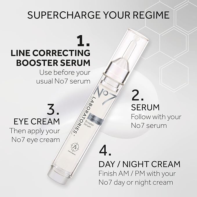 No7 Laboratories Line Correcting Booster Serum - Potent Collagen Peptide Serum for Fine Lines and Wrinkles - Moisturizing Formula for All Aging Skin Types (15 ml)