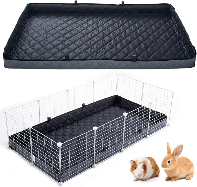 Quilted Guinea Pig Cage Liner, Reversible & Absorbent Bottom Base, Cage Liners for Small Animals, Hamster Chinchilla Hedgehog Ferret Rabbit. (Dark Grey-Quilted, 24" X 24")