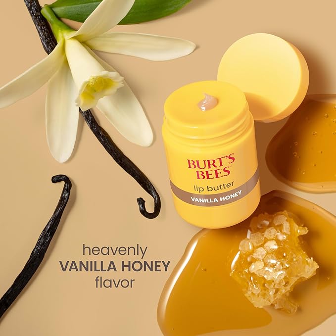 Burt's Bees Vanilla Honey Lip Butter, Repairs Dry Lips, 24 Hour Hydration, Locks in Moisture, Includes Shea and Mango Butters, Antioxidant Rich Vitamin E, Convenient Twist Up Dispenser, 0.5 Oz.