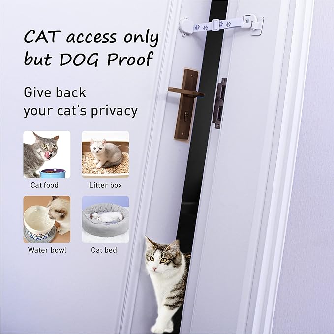 Adjustable Door Strap and Latch, Textile Cat Door Latch to Keep Dog Out of Litter Box, Economical Alternative of Pet Gates, Basic 1 Pack